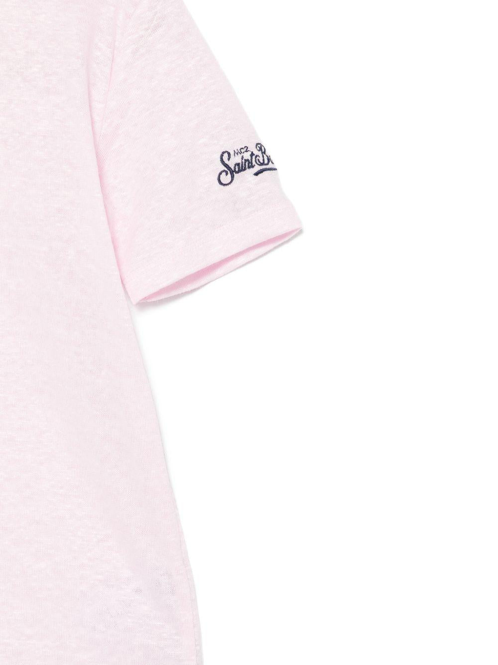 T-shirt per bambini MC2 Saint Barth Kids rosa con logo sulla manica ALE0002 00142L MC2 ST. BARTH KIDS 
