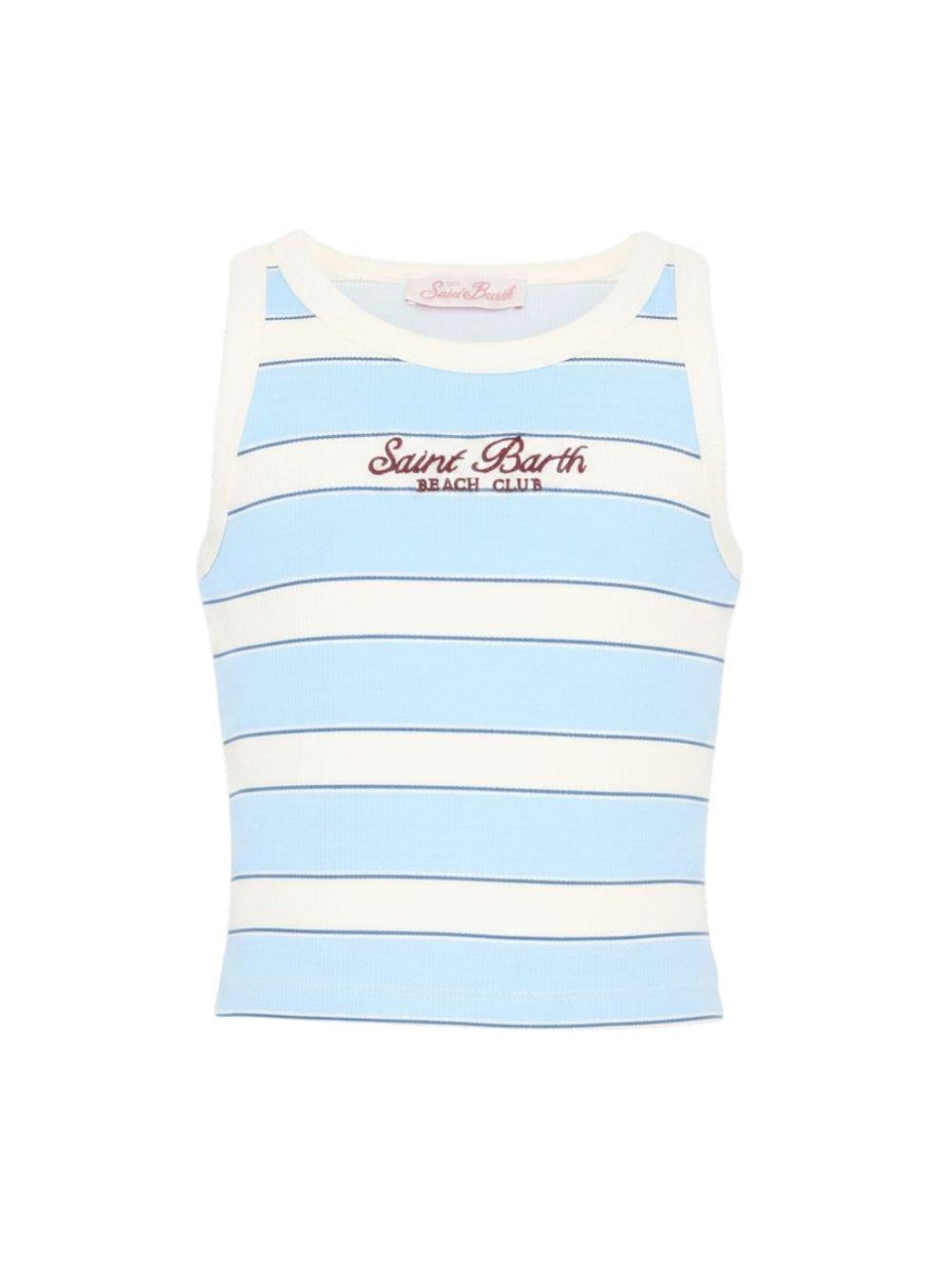 Top a righe per bambina MC2 Saint Barth Kids azzurro con motivo a righe BLUE002 02676L MC2 ST. BARTH KIDS 