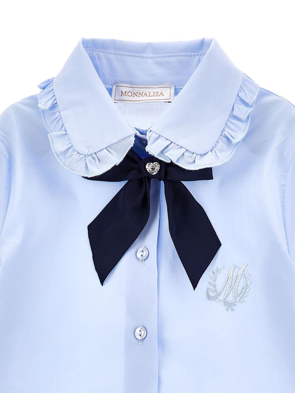 Camicia per bambina Monnalisa Kids azzurra con colletto con ruches 18HANA 8153 5856 MONNALISA KIDS 