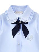 Camicia per bambina Monnalisa Kids azzurra con colletto con ruches 18HANA 8153 5856 MONNALISA KIDS 