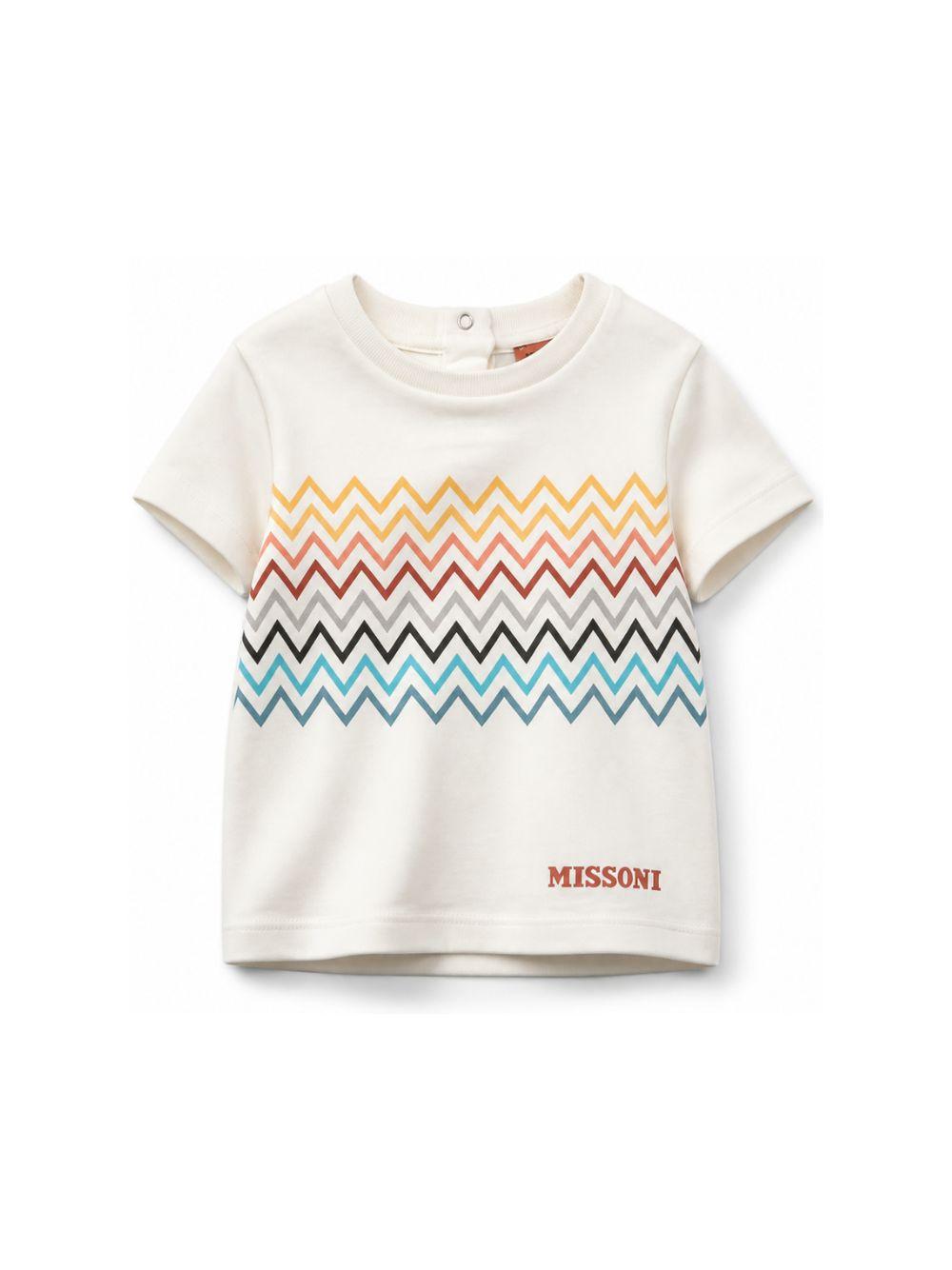 T-shirt per neonato Missoni Kids bianca con stampa zigzag MZ8301 Z3672 102 MISSONI KIDS 