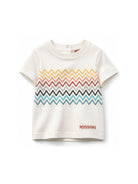 T-shirt per neonato Missoni Kids bianca con stampa zigzag MZ8301 Z3672 102 MISSONI KIDS 