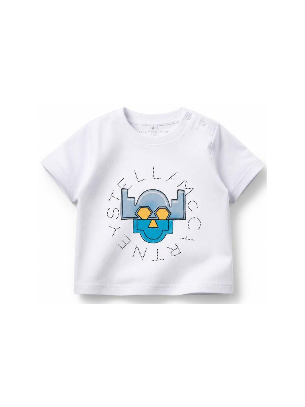T-shirt per neonato Stella McCartney Kids bianca con stampa grafica robot sul davanti TZ8301 Z3931 100 STELLA McCARTNEY KIDS 