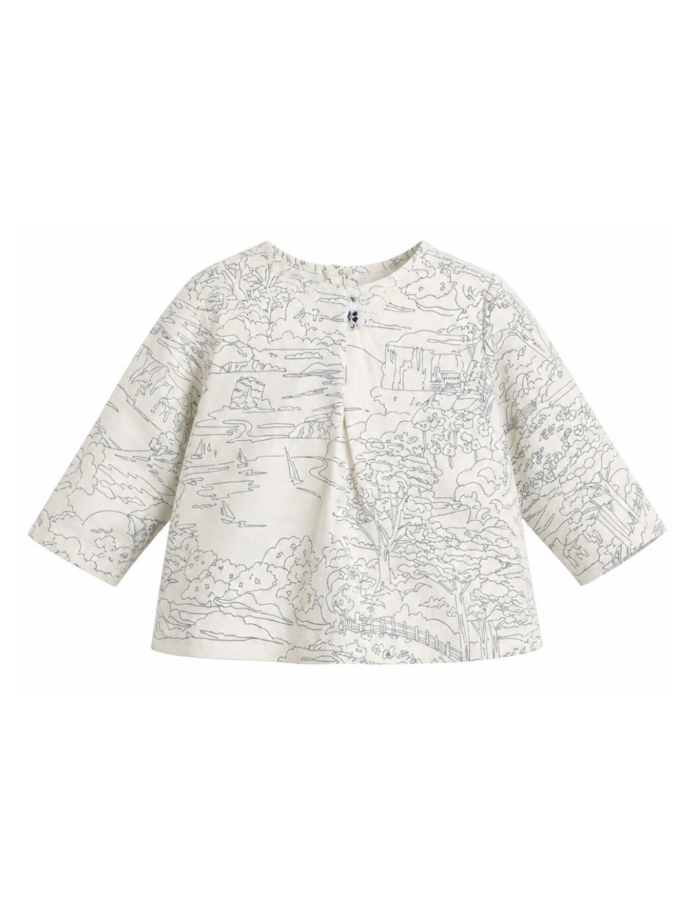 Camicia per neonata Bonpoint beige con stampa grafica all-over S06YSHW00013 677 BONPOINT KIDS 