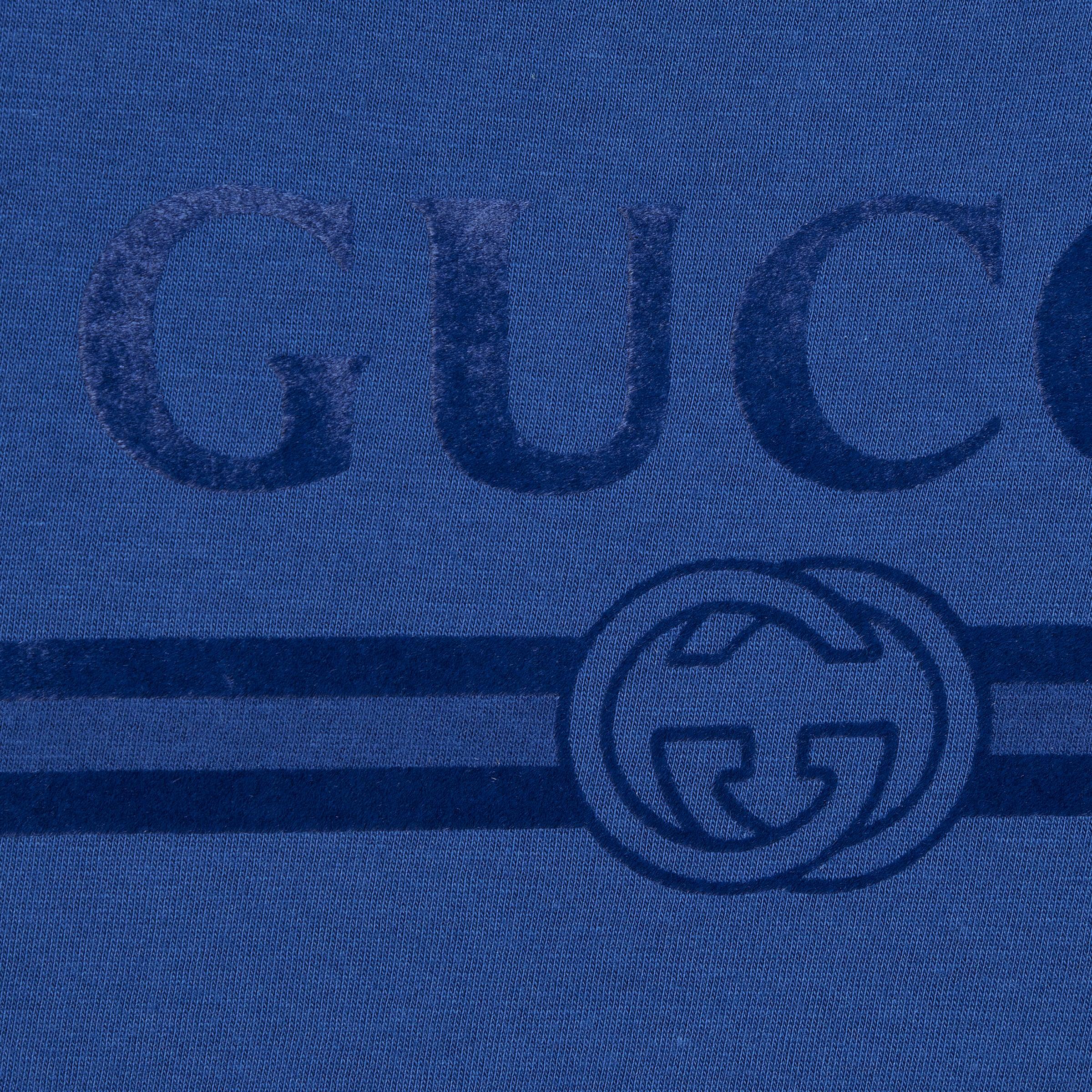 T-shirt per bambino Gucci Kids blu con logo sul davanti 547559XJHO5 4118 GUCCI KIDS 