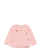 Cardigan per neonata Bonpoint rosa con ricamo ciliegie S06XCAK00007 124A BONPOINT KIDS 