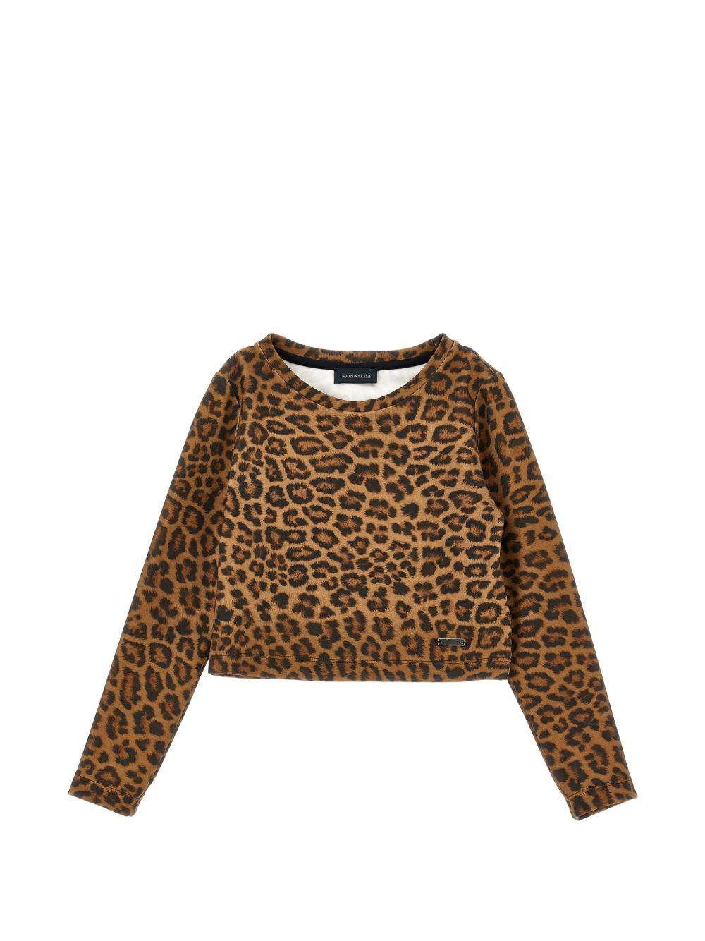 Maglia per bambina Monnalisa Kids marrone con stampa animalier 41H608 8624 0080 MONNALISA KIDS 