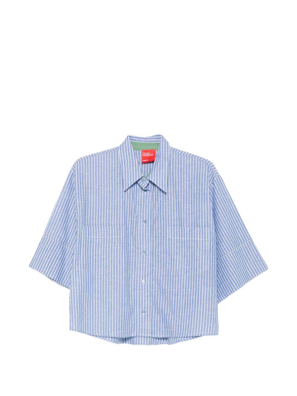 Camicia da donna Merci azzurra con motivo a righe verticali C394P UNICO MERCI 
