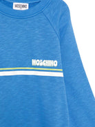 Felpa per bambino Moschino Kids azzurro con dettaglio logo HUF09MLCA88 40630 MOSCHINO KIDS 