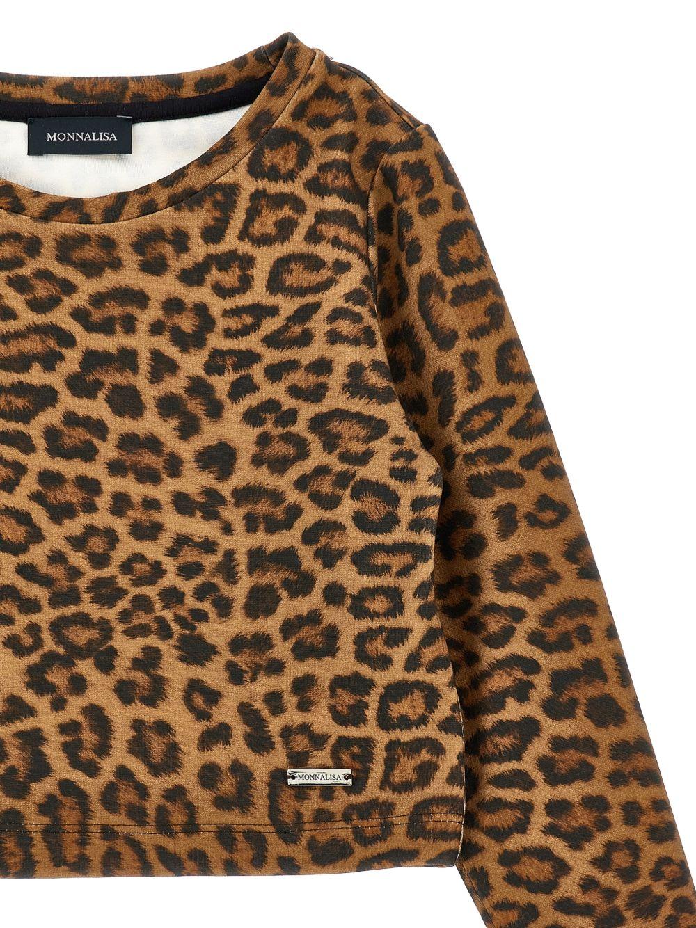 Maglia per bambina Monnalisa Kids marrone con stampa animalier 41H608 8624 0080 MONNALISA KIDS 