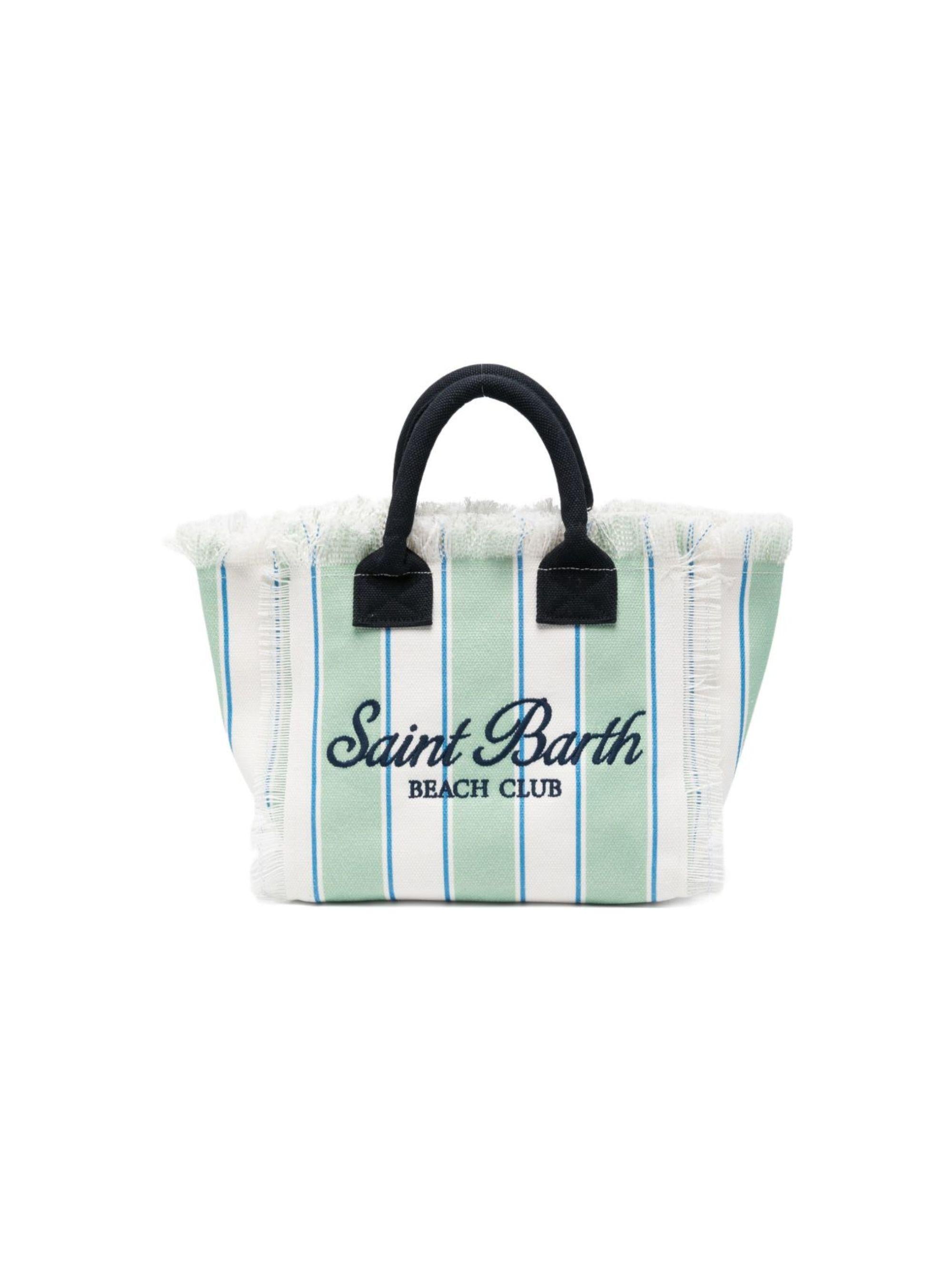 Borsa Colette MC2 Saint Barth bianca e verde con motivo a righe COL0001 00937L MC2 ST. BARTH KIDS 
