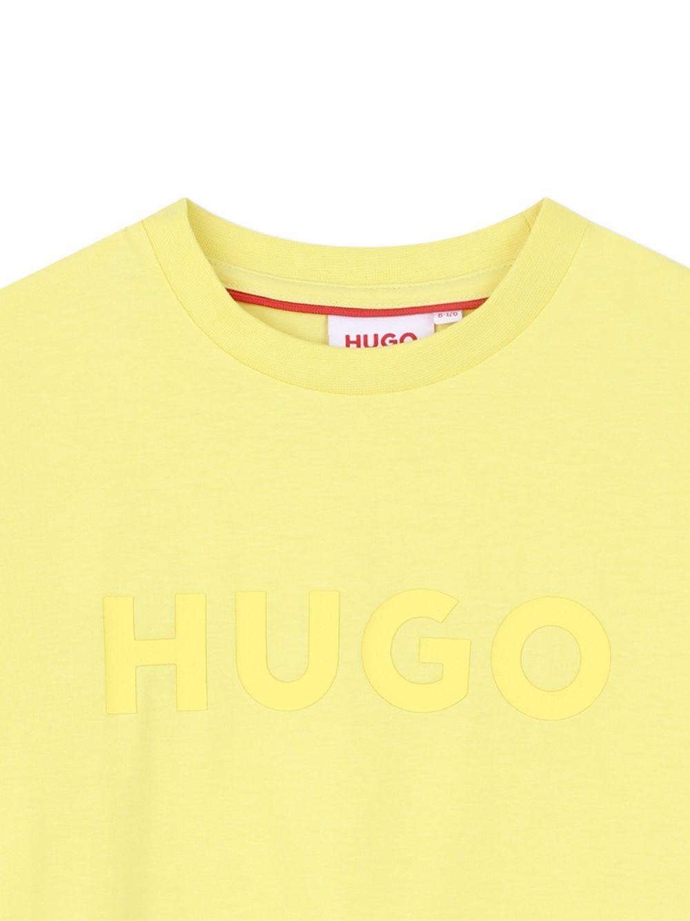 T-shirt per bambino Hugo Kids gialla con logo goffrato G01014 544 Hugo KIDS 