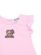 Abito per neonata Moschino Kids rosa con maniche con ruches MDV0D6LLA10 51473 MOSCHINO KIDS 