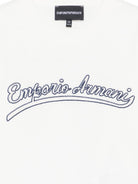 T-shirt per bambino Emporio Armani Kids bianca con logo ricamato EB001623 AF13715 U0003 EMPORIO ARMANI KIDS 