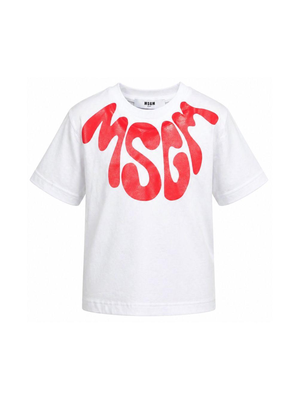 T-shirt per bambino MSGM Kids bianca con stampa grafica S6MSJUTH222 001/06 MSGM KIDS 