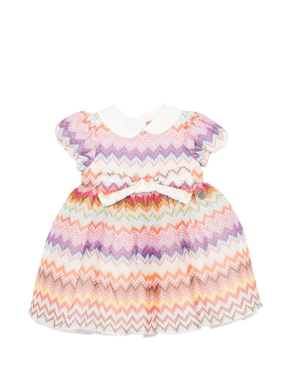 Abito per neonata Missoni Kids multicolore con stampa a zigzag MZ1031 K0293 999 MISSONI KIDS 