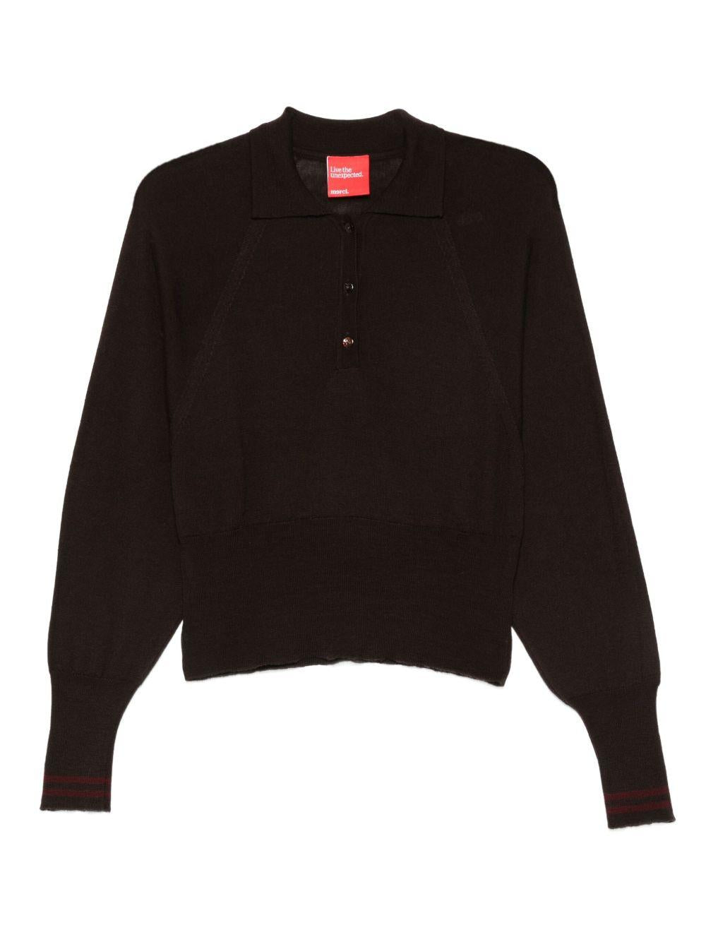 Maglia per donna Merci marrone con colletto stile polo W206 COFFEE MERCI 