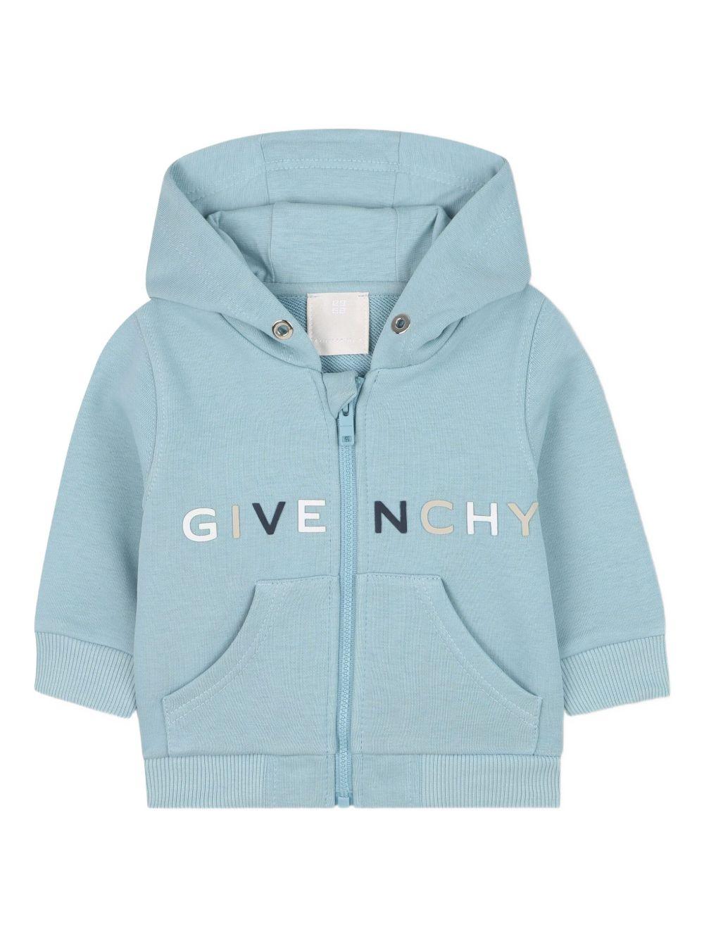 Felpa per neonato Givenchy Kids azzurra con tasche frontali H30880 040 GIVENCHY KIDS 