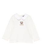 T-shirt per neonata Moschino Kids bianco con ricamo orsetto MDO00TLFA01 10063 MOSCHINO KIDS 