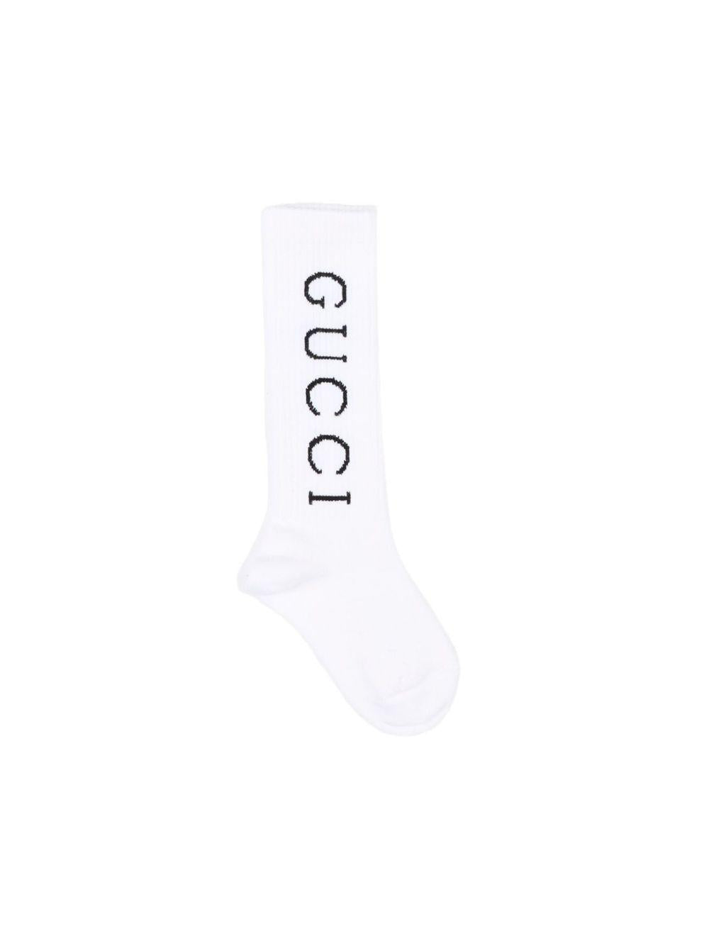 Calzini per bambini Gucci Kids bianchi con logo a contrasto 8551634KAC6 9000 GUCCI KIDS 