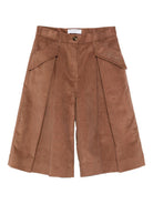 Shorts per bambina Philosophy Di Lorenzo Serafini Kids marrone con tasche laterali con patta I1F406 6851 P006 PHILOSOPHY 