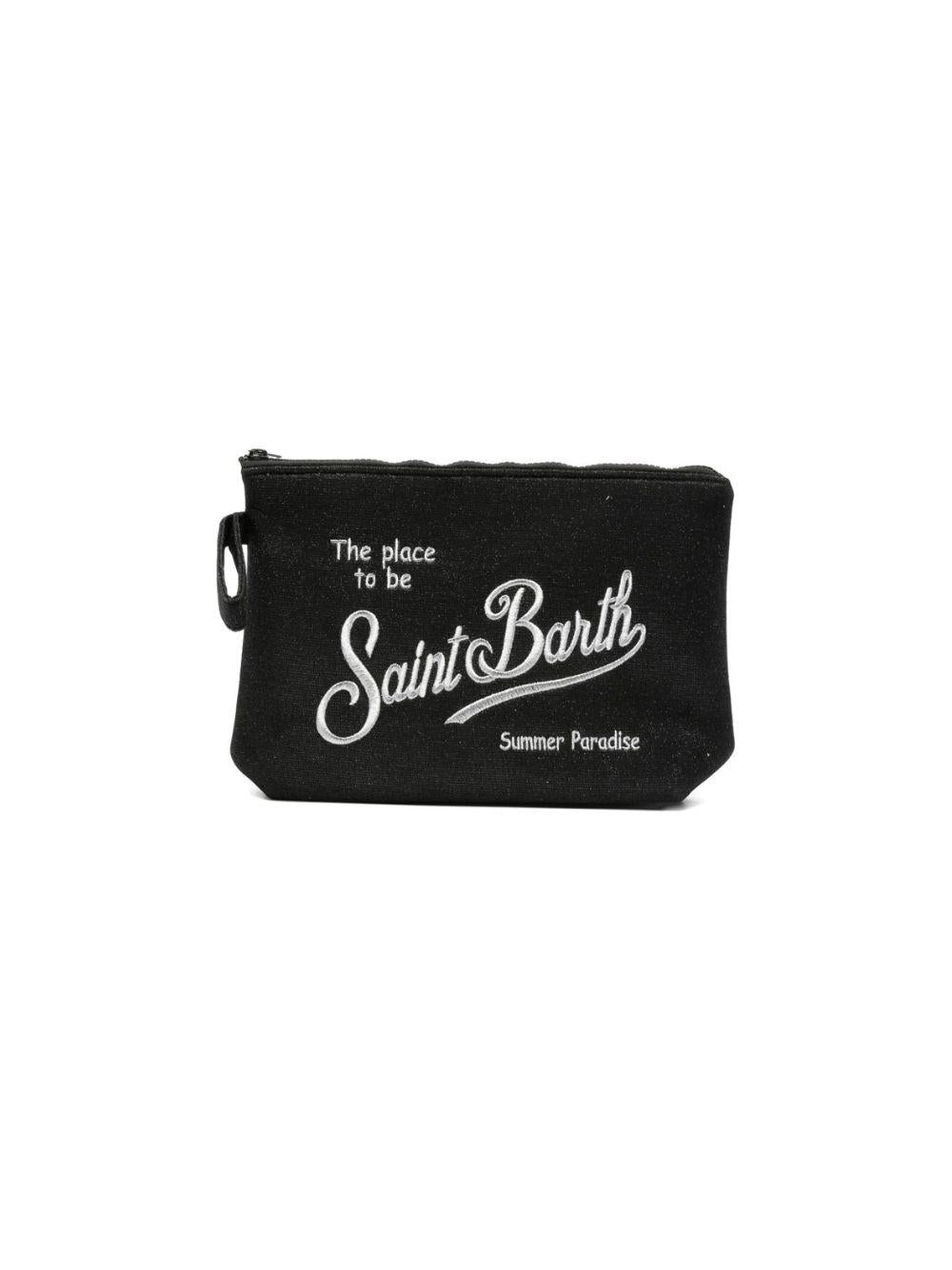 Pochette Aline MC2 Saint Barth nera con logo ricamato a contrasto ALI0018 02999L MC2 ST. BARTH KIDS 