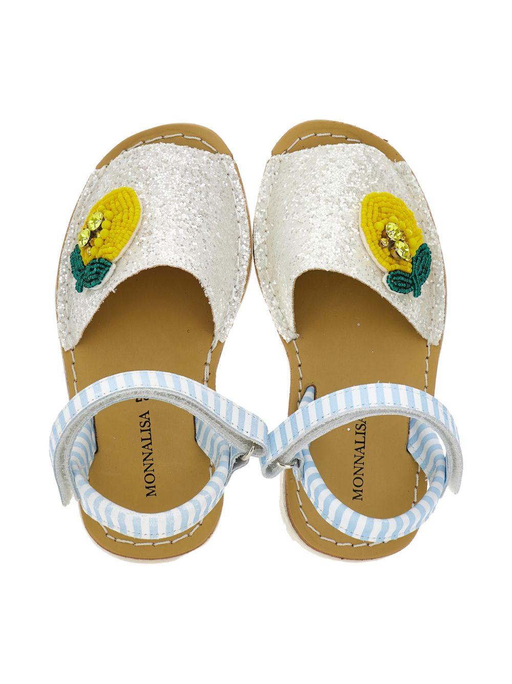 Sandali per bambina Monnalisa bianchi con decorazione limone 8CG011 7708 9914 MONNALISA KIDS 