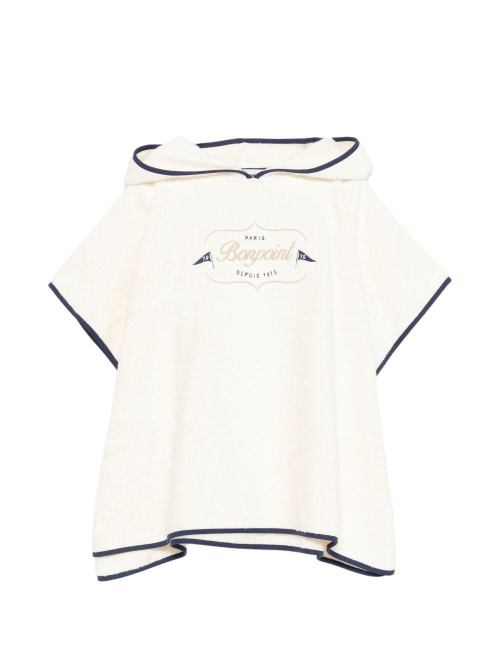Accappatoio per bambini Bonpoint bianco con logo ricamato sul davanti S06BACK00001 103 BONPOINT KIDS 