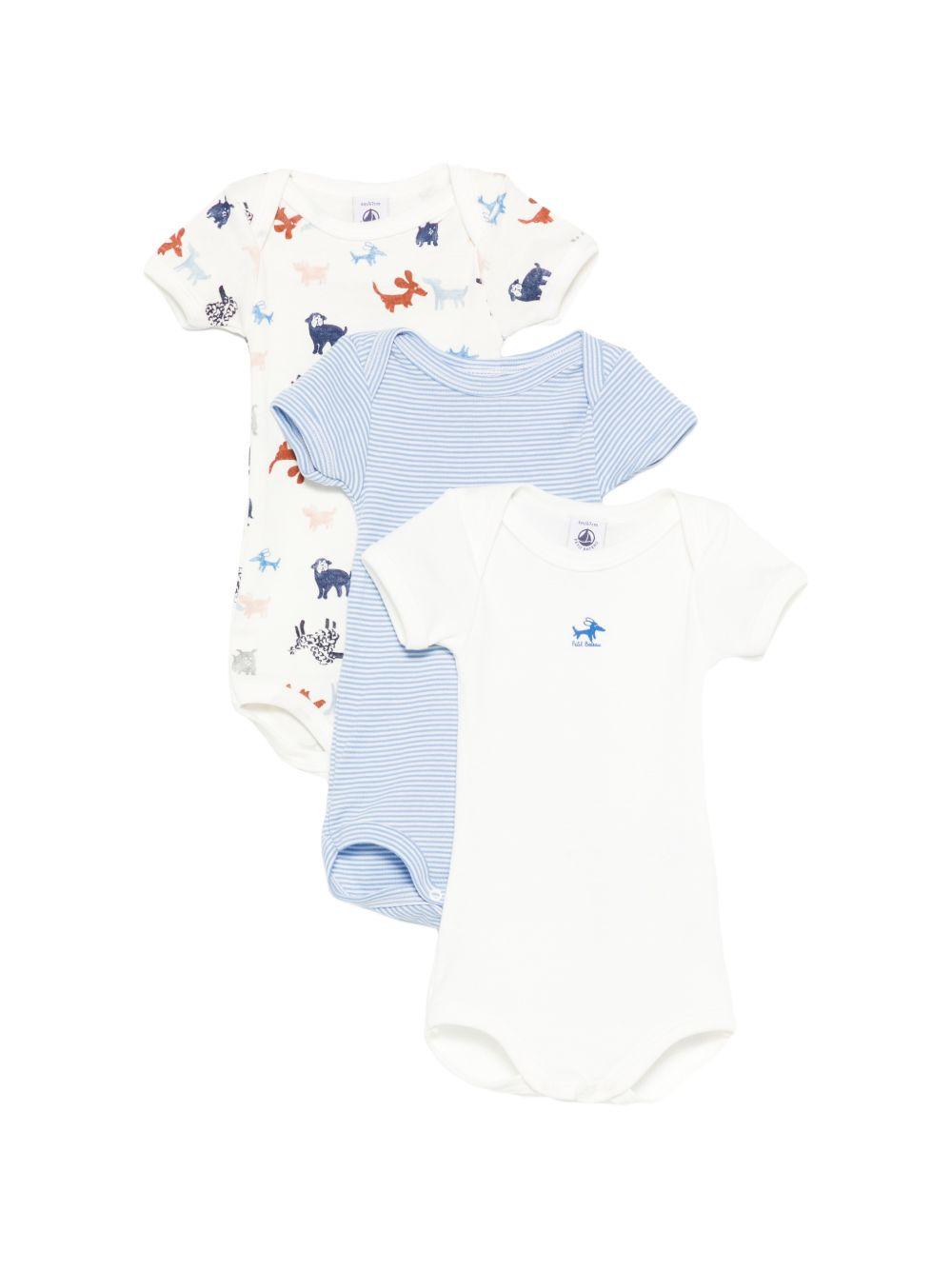 Set tre body per neonato Petit Bateau multicolore a girocollo A0FQN 00 PETIT BATEAU 