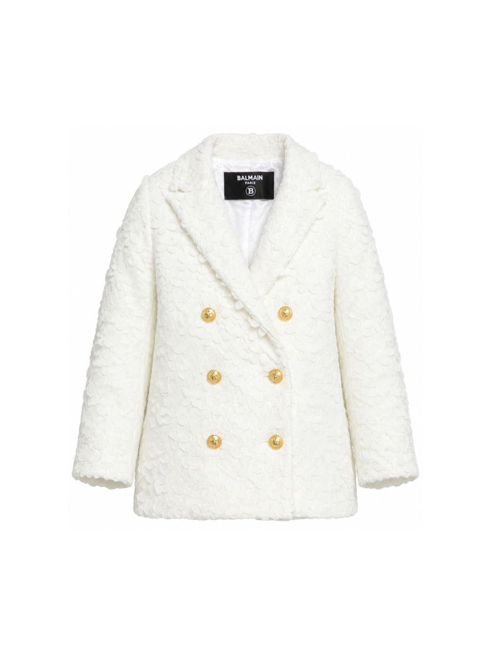 Blazer per bambina Balmain Kids bianco con chiusura a doppiopetto BY2A74 U0263 100 BALMAIN KIDS 