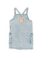Salopette per bambina Off-White Kids denim con stampa logo 44GYM007S26D001 452 OFF WHITE KIDS 