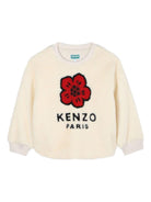 Felpa Boke Flower per bambina Kenzo Kids beige con girocollo a coste K61376 21G KENZO KIDS 