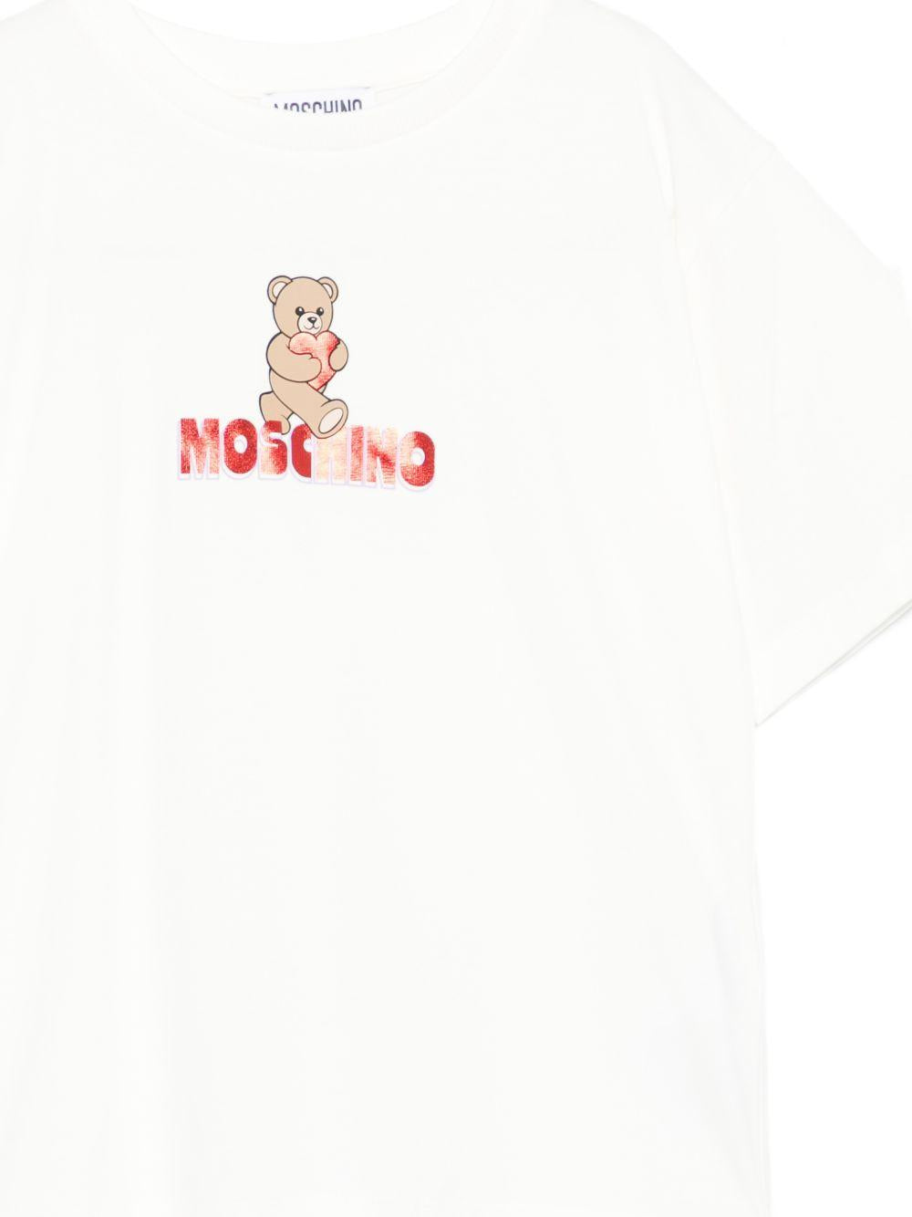 T-shirt da bambina Moschino Kids bianca con orsacchiotto HDM074LBA00 10063 MOSCHINO KIDS 