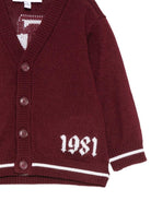 Cardigan per neonato Emporio Armani Kids bordeaux con stampa logo EB001584 AF27314 UA343 EMPORIO ARMANI KIDS 