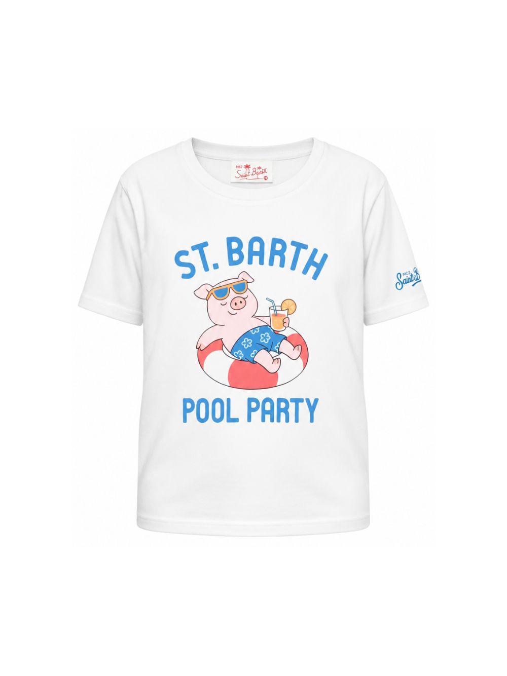 T-shirt per bambino MC2 Saint barth Kids bianca con stampa maialino DNV0001 01962L MC2 ST. BARTH KIDS 