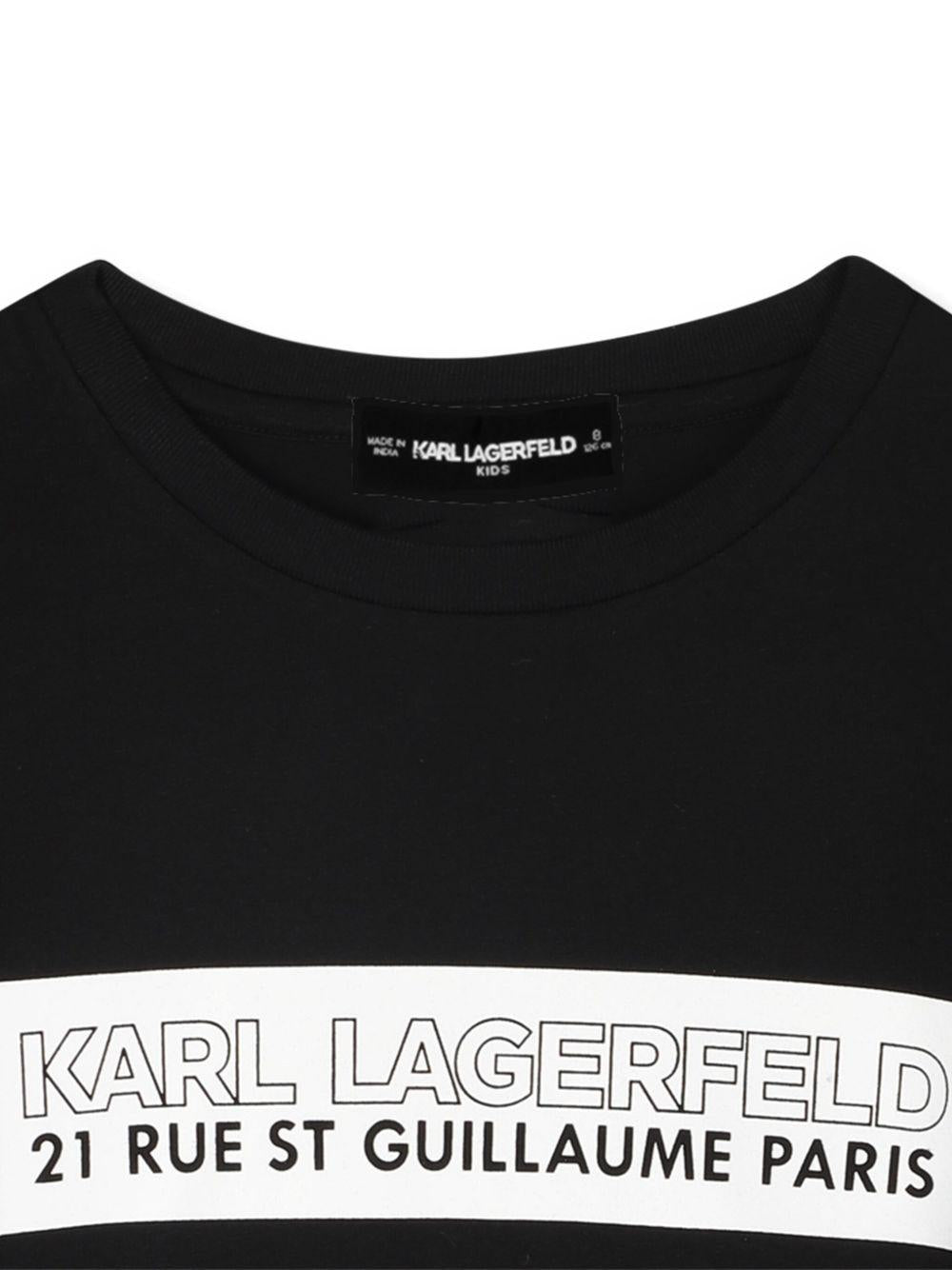 T-shirt per bambino Karl Lagerfeld Kids nero con stampa grafica Z30954 09B KARL LAGERFELD KIDS 