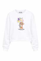 Felpa per bambina Moschino Kids bianca con stampa Teddy Bear HLF02MLDA00 10101 MOSCHINO KIDS 