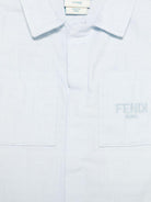 Giubbino baby in popeline per neonato Fendi Kids azzurro con logo FF all-over BMA131 AS64 F1QYB FENDI KIDS 