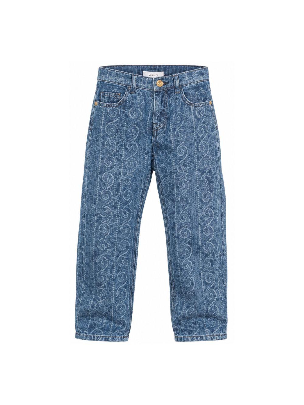 Jeans per bambini Versace Kids in denim con motivo Barocco all-over 10246701A18196 1D030 VERSACE KIDS 