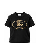 T-shirt per bambini Burberry Kids nera con motivo Equestrian Knight 8125851 A1189 BURBERRY KIDS 