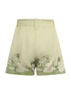 Shorts per bambina Monnalisa verde chiaro con stampa grafica a fiori 71G405 7651 0020 MONNALISA KIDS 