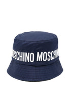Cappello bucket per bambino Moschino Kids blu con stampa logo HUY003LOA00 40016 MOSCHINO KIDS 