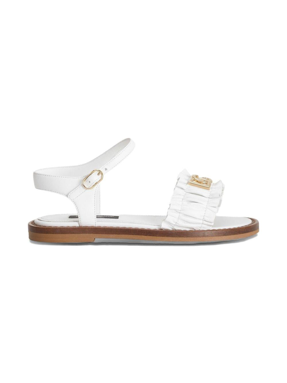Sandali per bambina Dolce & Gabbana Kids bianchi con placca logo D11372 A1850 80001 DOLCE & GABBANA KIDS 