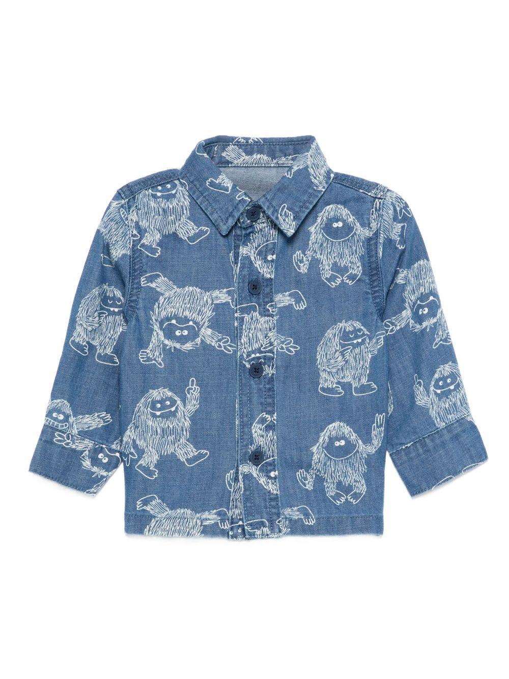 Camicia per neonato Stella McCartney Kids in denim con stampa Yeti TX5500 Z3361 664BC STELLA McCARTNEY KIDS 