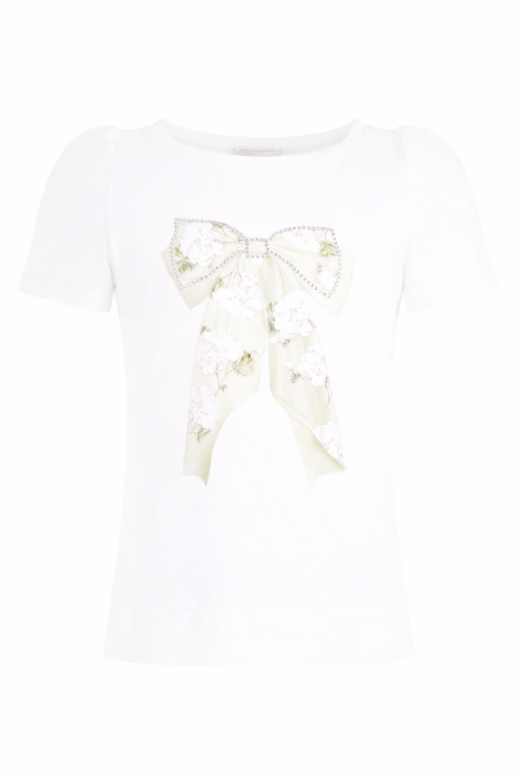 T-shirt per bambina Monnalisa bianca con stampa a fiori 71G602 7201 0001 MONNALISA KIDS 