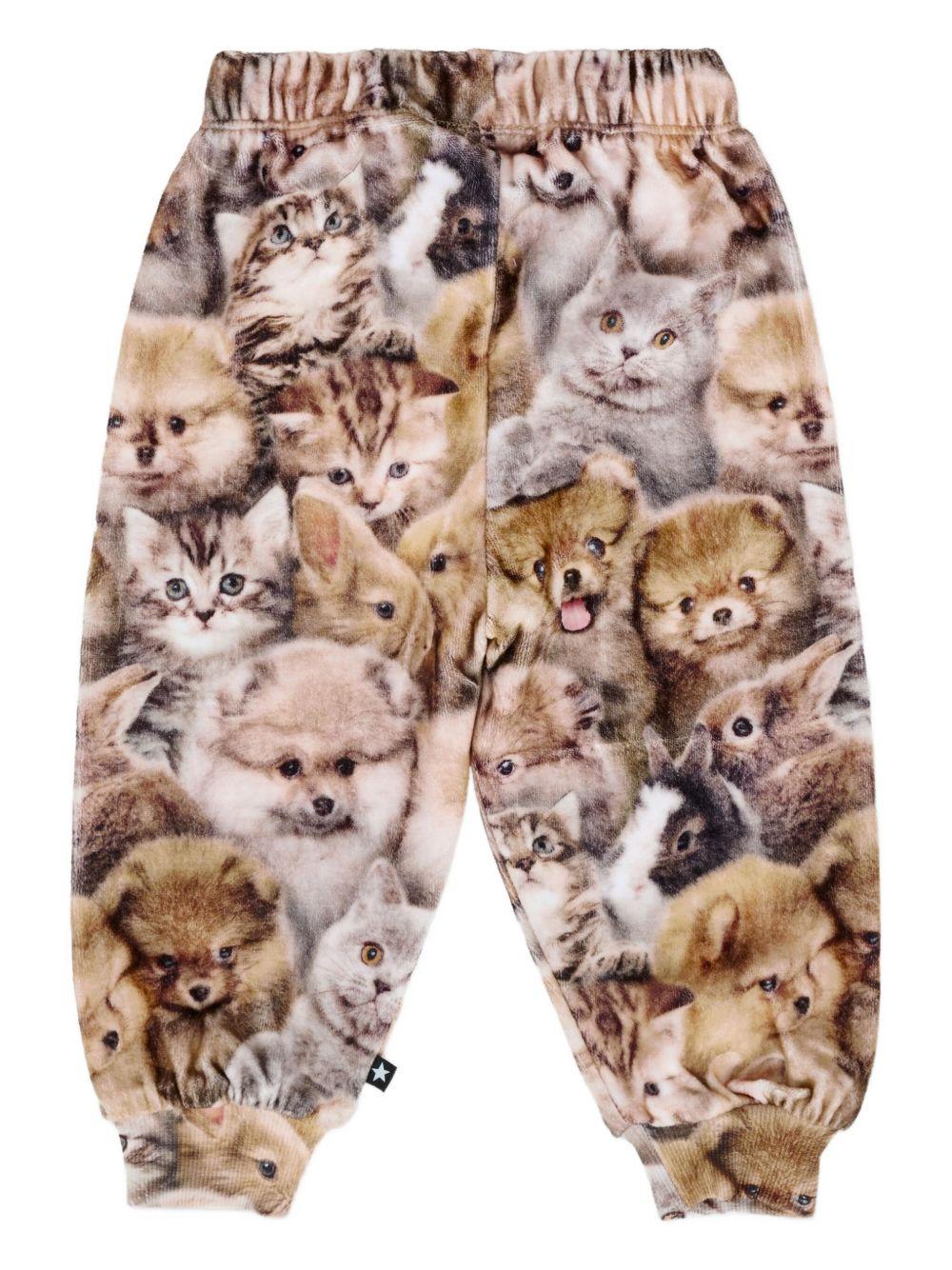Pantaloni per neonato Molo marrone con stampa con animali 4W25I207 9377 MOLO 