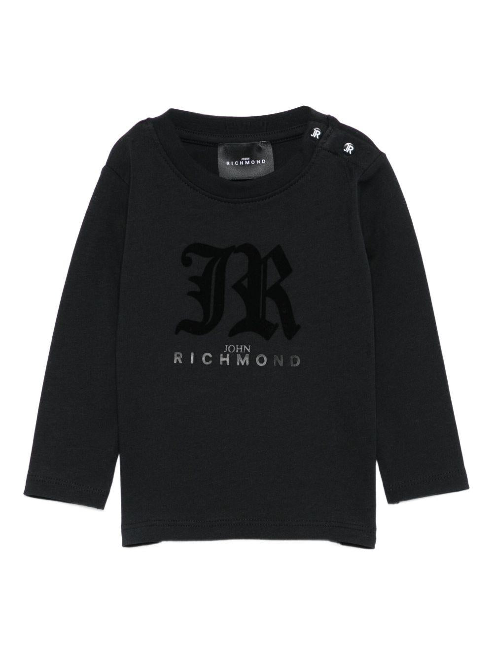 T-shirt per neonati John Richmond Junior nero con maniche lunghe RIA25004TS BLACK JOHN RICHMOND JUNIOR 