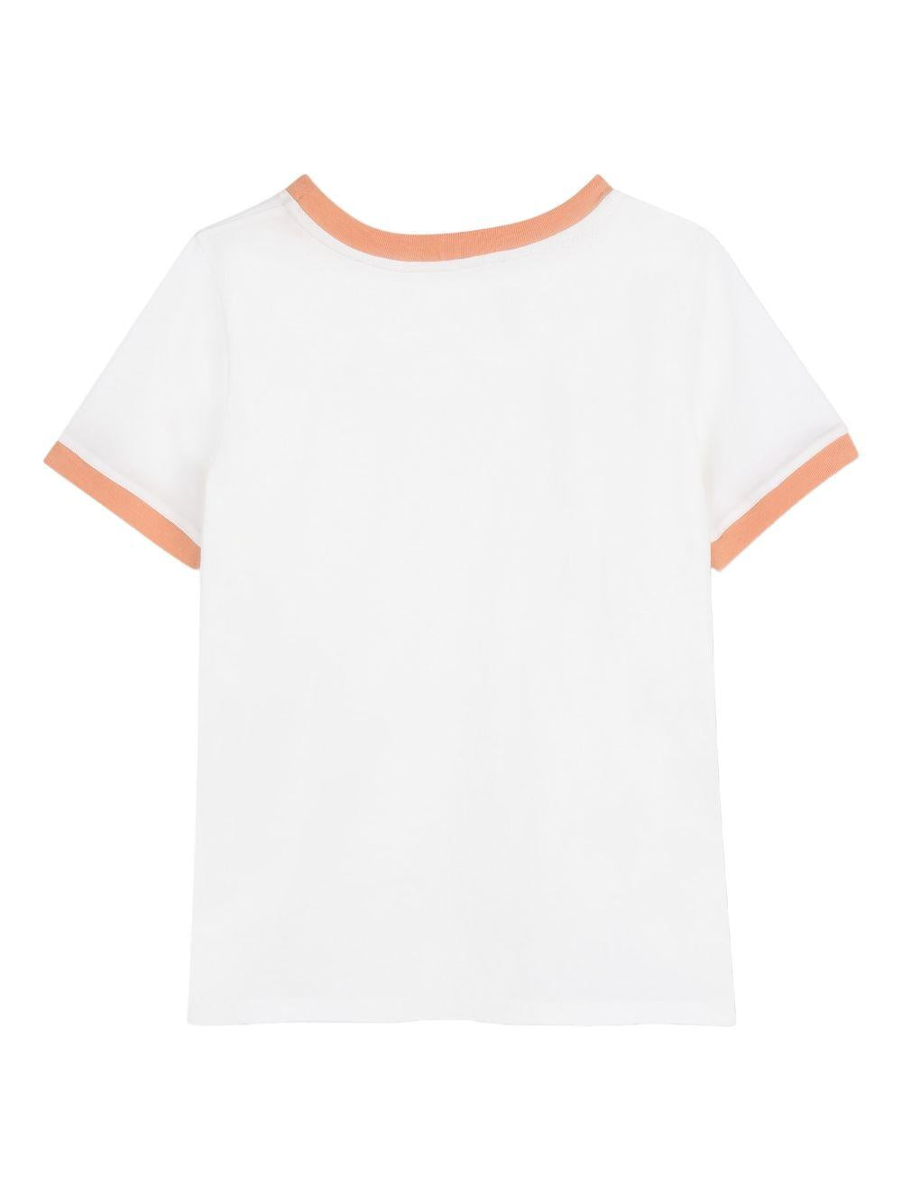 T-shirt per bambina Chloé Kids bianca con dettagli arancione C20860 117 CHLOE' KIDS 