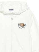 Felpa per bambini Moschino Kids bianco con chiusura con zip HUF09ELCA40 10063 MOSCHINO KIDS 
