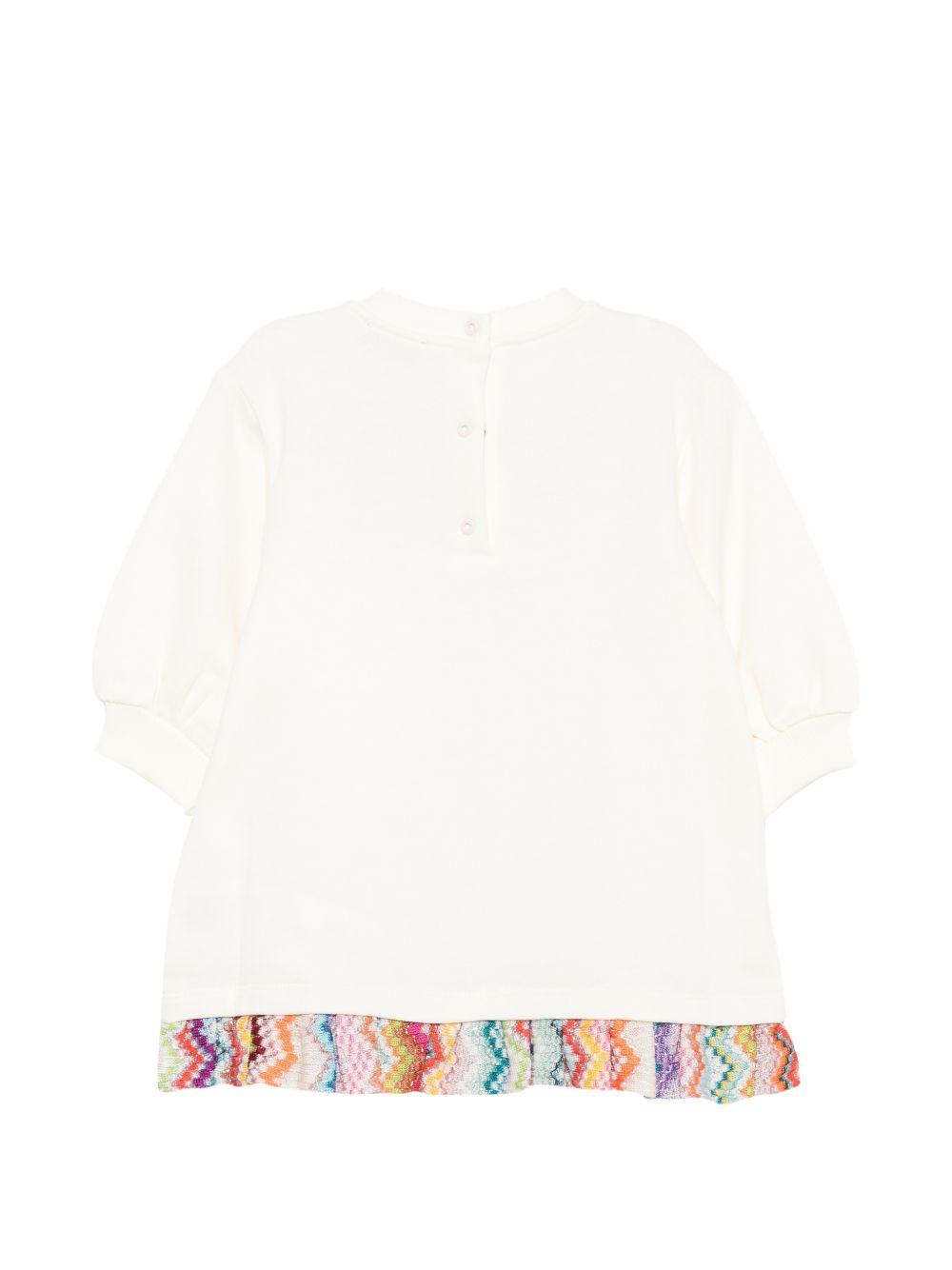 Abito per neonata Missoni Kids bianco con orlo con dettaglio a zigzag MZ1020 Z3183 102 MISSONI KIDS 